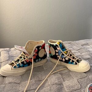 Converse Custom up-cycled crochet high tops women’s